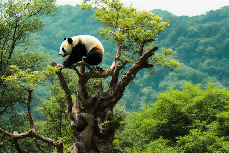 在大熊猫保护基地中国国宝大熊猫爬树摄影背景,高清,摄影图,摄影图片,图片大全,摄影图免费下载